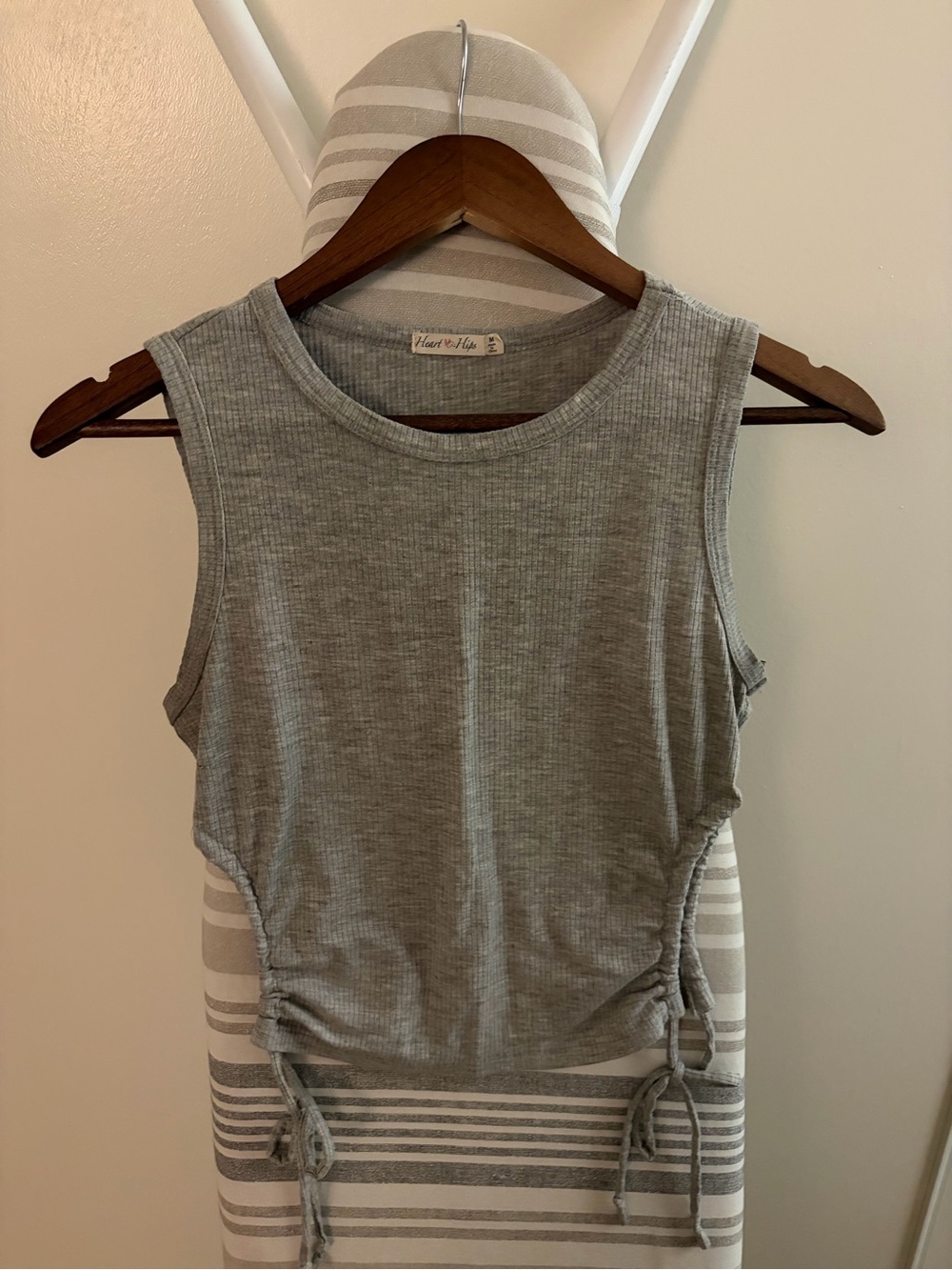 Heart Hips Grey Ribbed Drawstring Tank